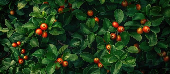 Poster - A tree with jujube fruits surrounded by green leaves in a copy space image