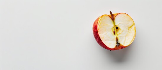 Poster - A succulent apple slice displayed against a white backdrop with copy space image