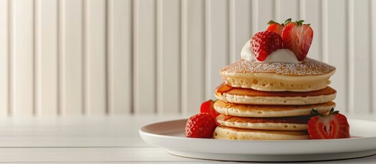 Aufkleber - Pancake displayed on a white backdrop with copy space image
