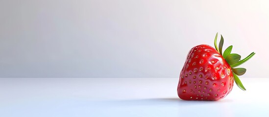 Poster - Fresh strawberry on a white surface with empty space for copying images