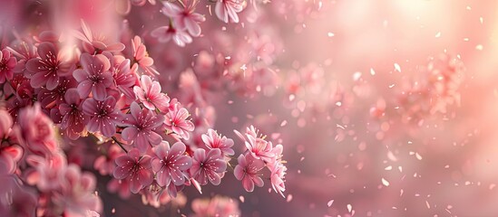 Aufkleber - Background of a blossoming cherry tree with copy space image