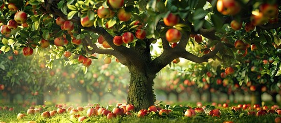 Aufkleber - A fruit tree in the garden with copy space image