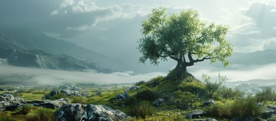 Poster - Nature s journey from life to death captured in a serene copy space image