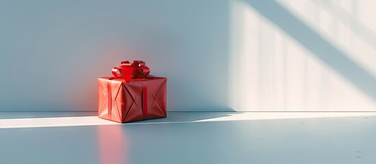 Poster - A present featured on a blank white surface with copy space image