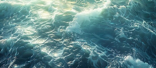 Poster - Interacting with the ocean s luminous textures and light creates a captivating experience filled with beauty and tranquility ideal for a copy space image