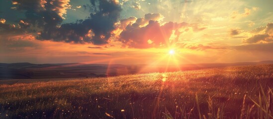 Aufkleber - A captivating sunset view with a beautiful sky and copy space image