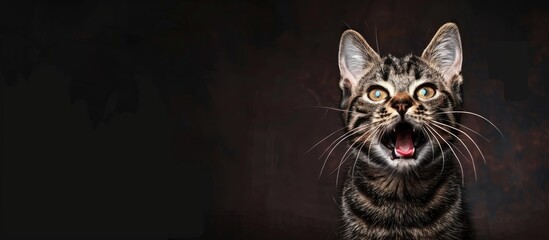 Poster - A cat with an appealing meow in a copy space image