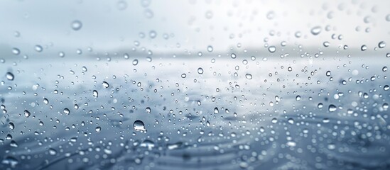 Poster - Observing a rainstorm through a misty window adorned with numerous raindrops providing the perfect copy space image