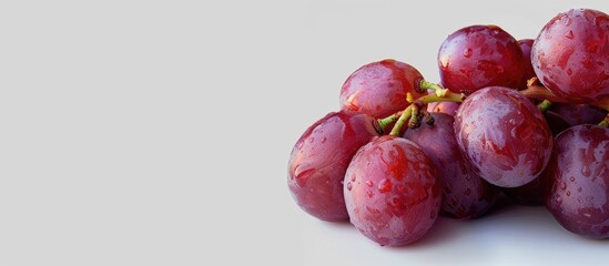 Poster - Red grapes on a plain white backdrop with copy space image for presentations or designs
