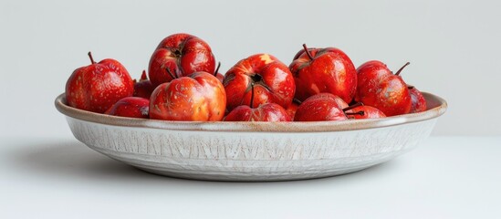 Aufkleber - A detailed shot of Kachri fruits placed in a bowl against a white backdrop suitable for a copy space image