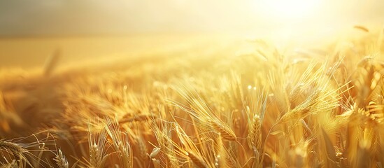 Poster - harvest time approaching for golden wheat fields ideal for a copy space image