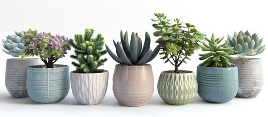 Poster - Various potted succulents ideal for enhancing home or garden decor with a blank space for an image. . image with copy space