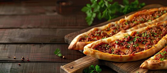 Poster - Delicious Turkish pide and lahmacun with copy space image