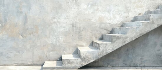 Wall Mural - minimalist style composition featuring a concrete staircase on a soft background with copy space ima