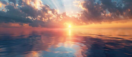 Aufkleber - The stunning sunset scene with a captivating sky and a peaceful ambiance ideal as a background for a copy space image