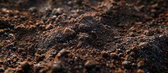 Poster - Close up of fertile soil for sowing plants showcasing details to enhance crop quality with copy space image