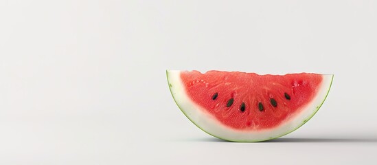 Poster - Watermelon slice on a white backdrop with copy space image