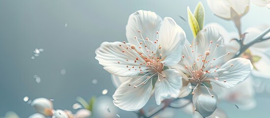 Aufkleber - A beautiful almond flower in full bloom is captured in a close up copy space image