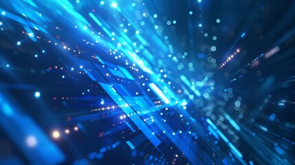 Poster - A futuristic abstract cyber technology backdrop with dynamic blue light streaks for a visually captivating experience