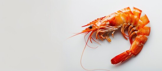 Poster - Tiger prawn seafood isolated on white background with copy space image