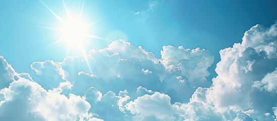 Aufkleber - Sunny day with fluffy white clouds against a blue sky perfect for a copy space image
