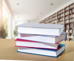 Wall Mural - stack of reading books at library background