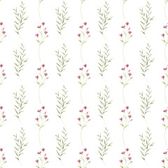 Naklejka na meble Seamless background, floral pattern with watercolor flowers. Repeat fabric wallpaper print texture. Perfectly for wrapped paper, backdrop.