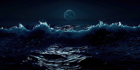 Wall Mural - Stormy sea at night