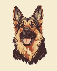 Wall Mural - german shepherd dog - flat vector art