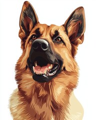 Wall Mural - german shepherd dog - flat vector art