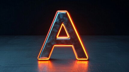 Wall Mural - the letter A in 3D form with glowing light on the letters edge