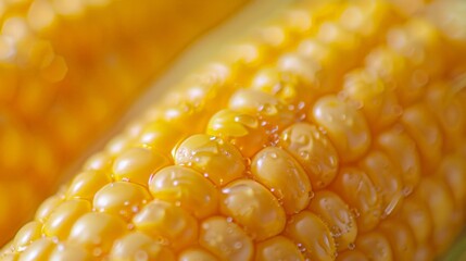 Macro photography of a corn cob in close-up.