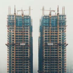 Poster - a city skyline Tall buildings under construction