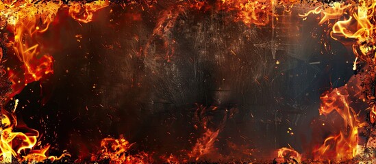 Leinwandbilder - A fire themed border with space for adding images. Creative banner. Copyspace image
