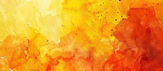 Aufkleber - Vibrant orange and yellow watercolor backdrop with copy space image