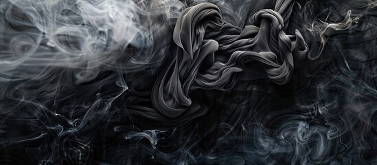 Aufkleber - A swirling black paint creates an abstract smoky texture in the image with copy space