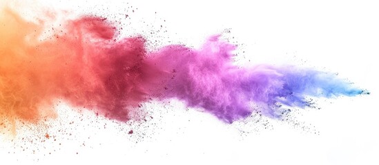 Poster - Colorful powder explosion on a white background versatile as a copy space image
