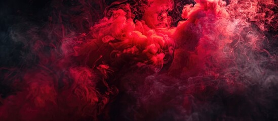 Poster - Red smoke on a black backdrop creating an artistic vision with copy space image