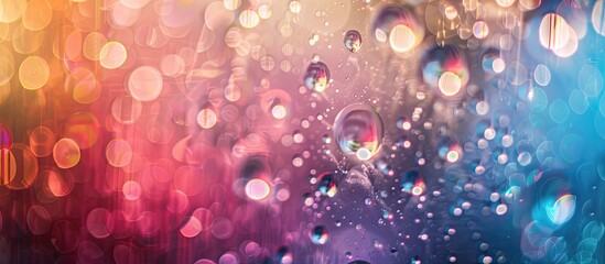 Poster - Bokeh effect on water droplets creates a gradient background suitable for various occasions includes copy space image for text placement