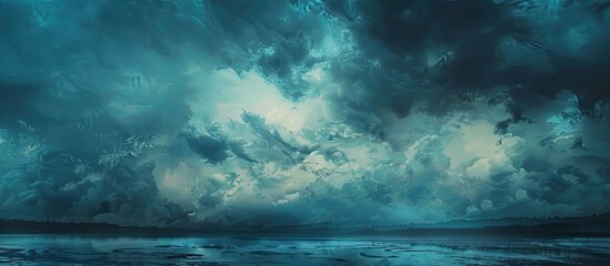Aufkleber - A stormy sky with dark clouds during the rainy season provides a dramatic backdrop for a copy space image evoking the sense of heavy charged air