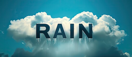 Aufkleber - Word RAIN displayed on a sky backdrop with clouds creating a copy space image