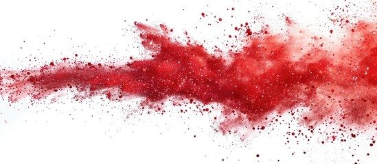 Fototapete - Red glitter powder exploding with copy space image against a white backdrop