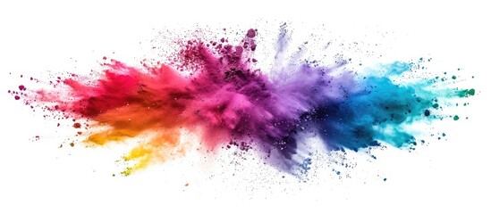 Poster - Colorful powder explosion on a white background versatile as a copy space image