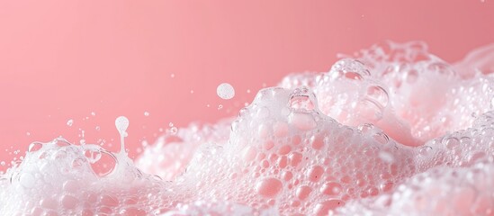 Poster - Soft foamy texture displayed on a pink background showcasing the product with copy space image