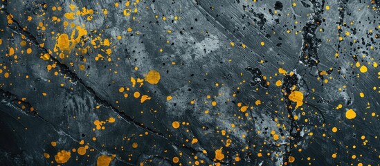 Poster - Grey surface with prominent yellow spots creating a dynamic scene in the copy space image