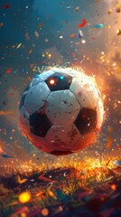 Wall Mural - soccer ball in lighting