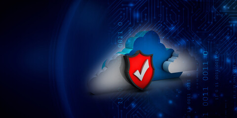 Poster - 3d illustration Cloud with shield
