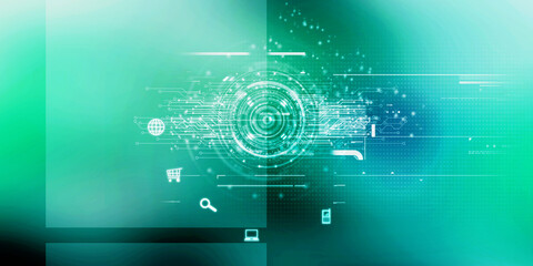 Poster - 2d illustration Abstract futuristic electronic circuit technology background