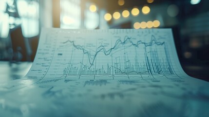 Basic sketch of a fluctuating financial chart with icons, Market Analysis, Investment Gains and Losses, No logo, No Trademark, No text, minimal concept with copy space for stock photo