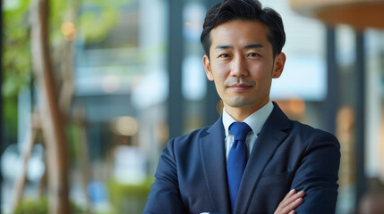 Wall Mural - young handsome businessman standing at modern office